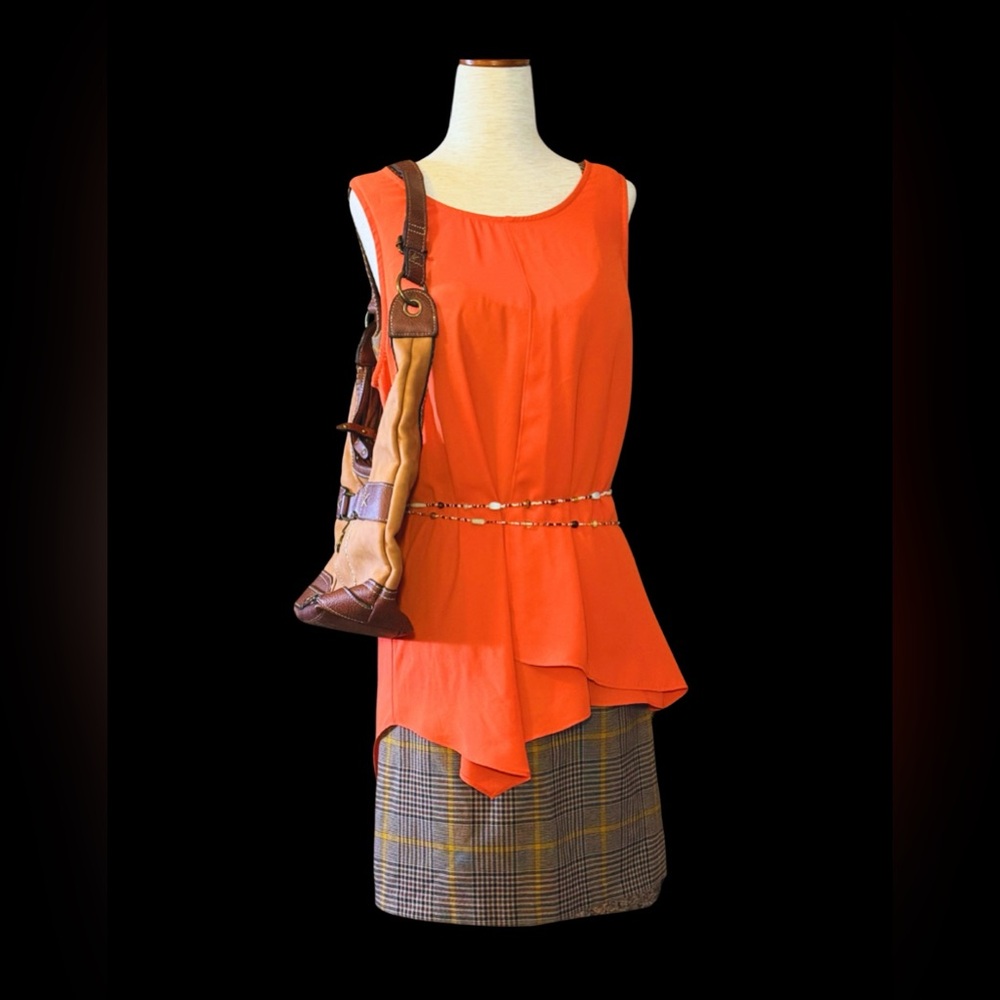 NEW! Karen Kane Coastal Grandma Layered Orange‎ Shell Top L